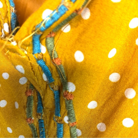 SAVANNA JANE Marigold Yellow Embroidered Polka Dot Babydoll Dress - Picture 10 of 10